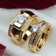 1pcs Luxury Women Ring Metal Carving Gold  Zircon Stones