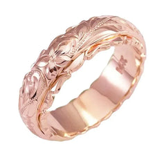 14k Gold Plated Suspended Carved Rose Flower Ring