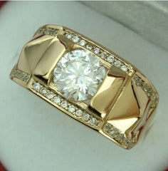 1pcs Luxury Women Ring Metal Carving Gold  Zircon Stones