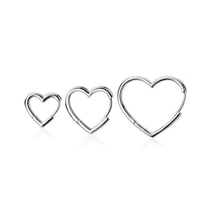 "Heart Hoop Earrings - Sterling Silver 925"