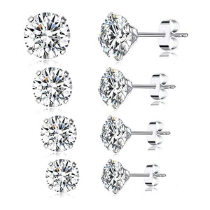Cubic Zirconia Solitaire Earring - Sterling Silver 925"